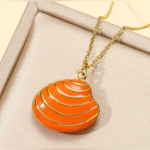Orange Shell Pendant Necklace